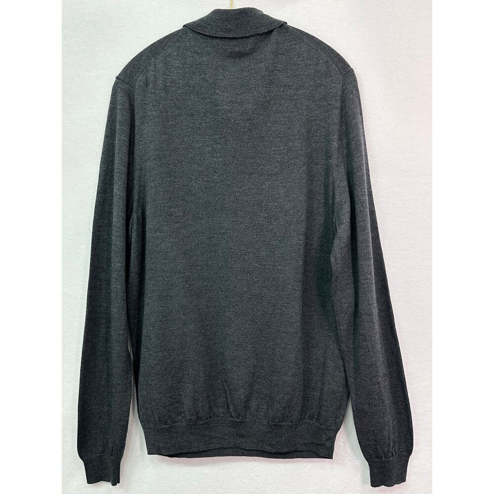 Brooks Brothers 346 Extra Fine Merino Wool Long Sleeve Polo Sweater Gray XL - Picture 3 of 8
